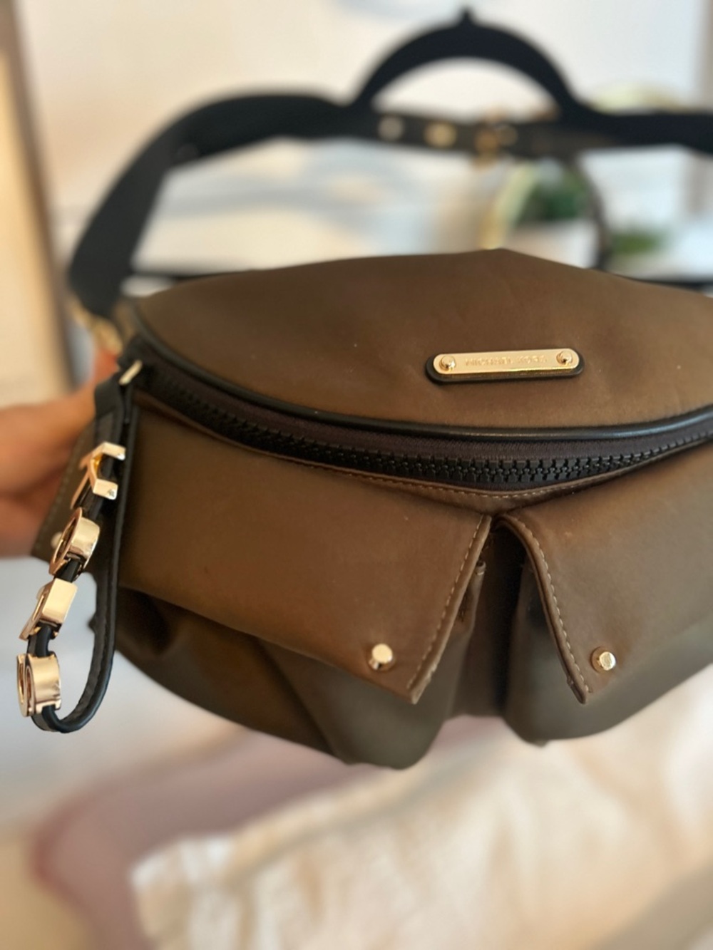 Army green MK Crossbody/belt bag with Gold Accents